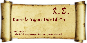 Kormányos Dorián névjegykártya