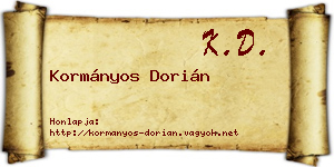 Kormányos Dorián névjegykártya